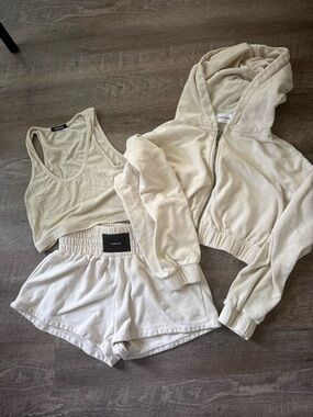 Talentless 3 piece set with boxing short, cropped tank, and cropped hoodie